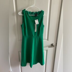 Nicole Miller Green Sleeveless Scalloped A-Line Mini Dress